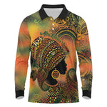 Black Women Long Sleeve Polo Shirt Afro Latina Queen - African Pride