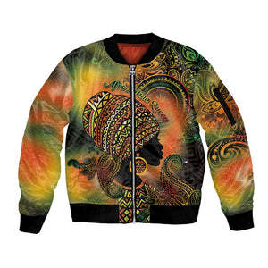 Black Women Sleeve Zip Bomber Jacket Afro Latina Queen - African Pride