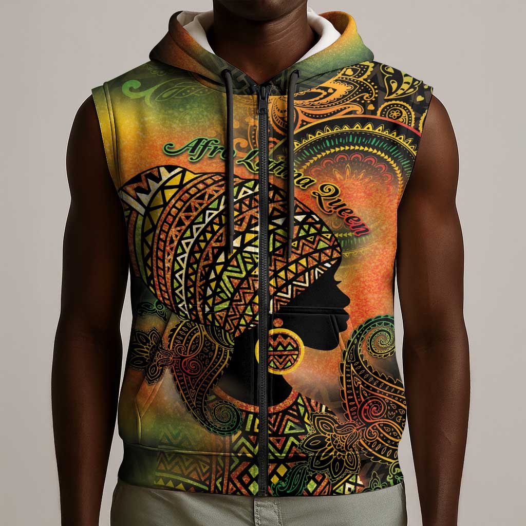 Black Women Sleeveless Zip Hoodie Afro Latina Queen - African Pride