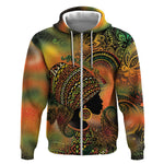Black Women Zip Hoodie Afro Latina Queen - African Pride