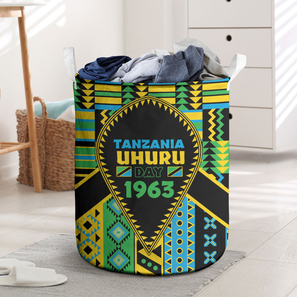 Tanzania Independence Day Laundry Basket Uhuru 1963 African Shield Tribal Pattern