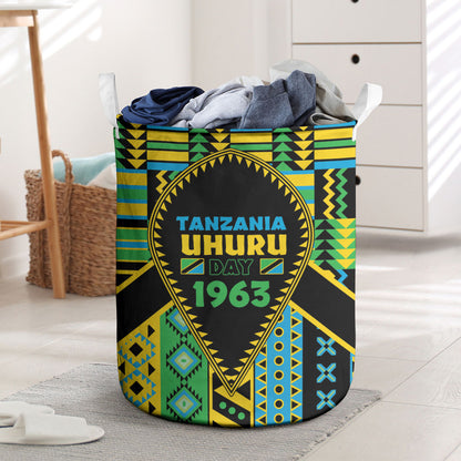 Tanzania Independence Day Laundry Basket Uhuru 1963 African Shield Tribal Pattern