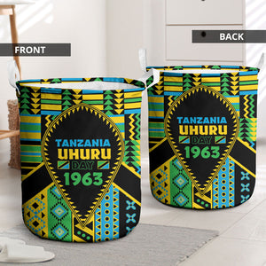 Tanzania Independence Day Laundry Basket Uhuru 1963 African Shield Tribal Pattern