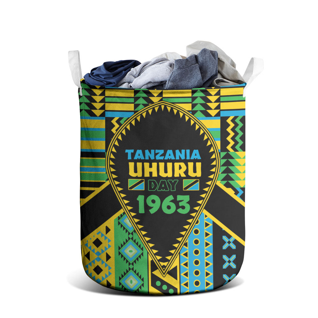Tanzania Independence Day Laundry Basket Uhuru 1963 African Shield Tribal Pattern