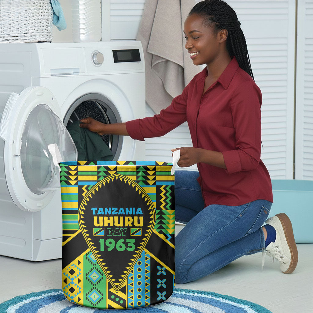 Tanzania Independence Day Laundry Basket Uhuru 1963 African Shield Tribal Pattern