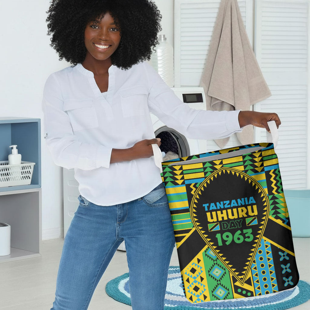 Tanzania Independence Day Laundry Basket Uhuru 1963 African Shield Tribal Pattern