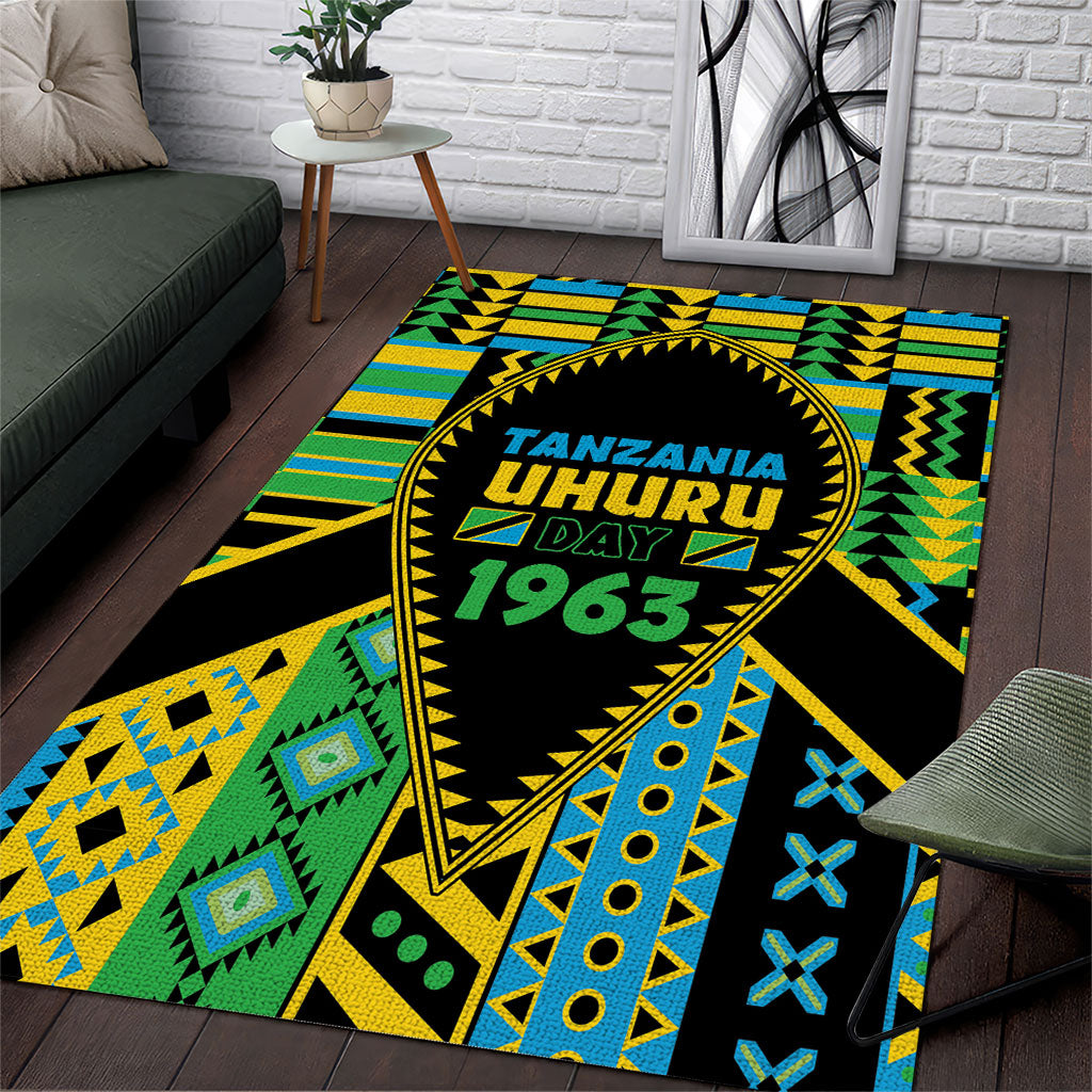 Tanzania Independence Day Area Rug Uhuru 1963 African Shield Tribal Pattern