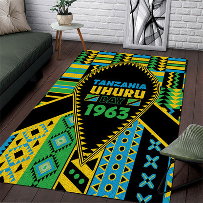 Tanzania Independence Day Area Rug Uhuru 1963 African Shield Tribal Pattern