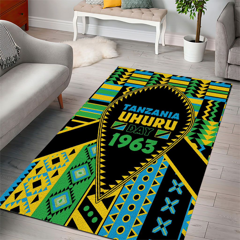 Tanzania Independence Day Area Rug Uhuru 1963 African Shield Tribal Pattern