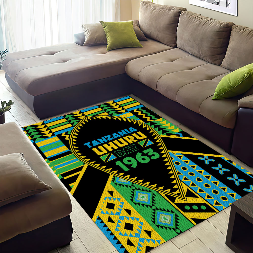 Tanzania Independence Day Area Rug Uhuru 1963 African Shield Tribal Pattern