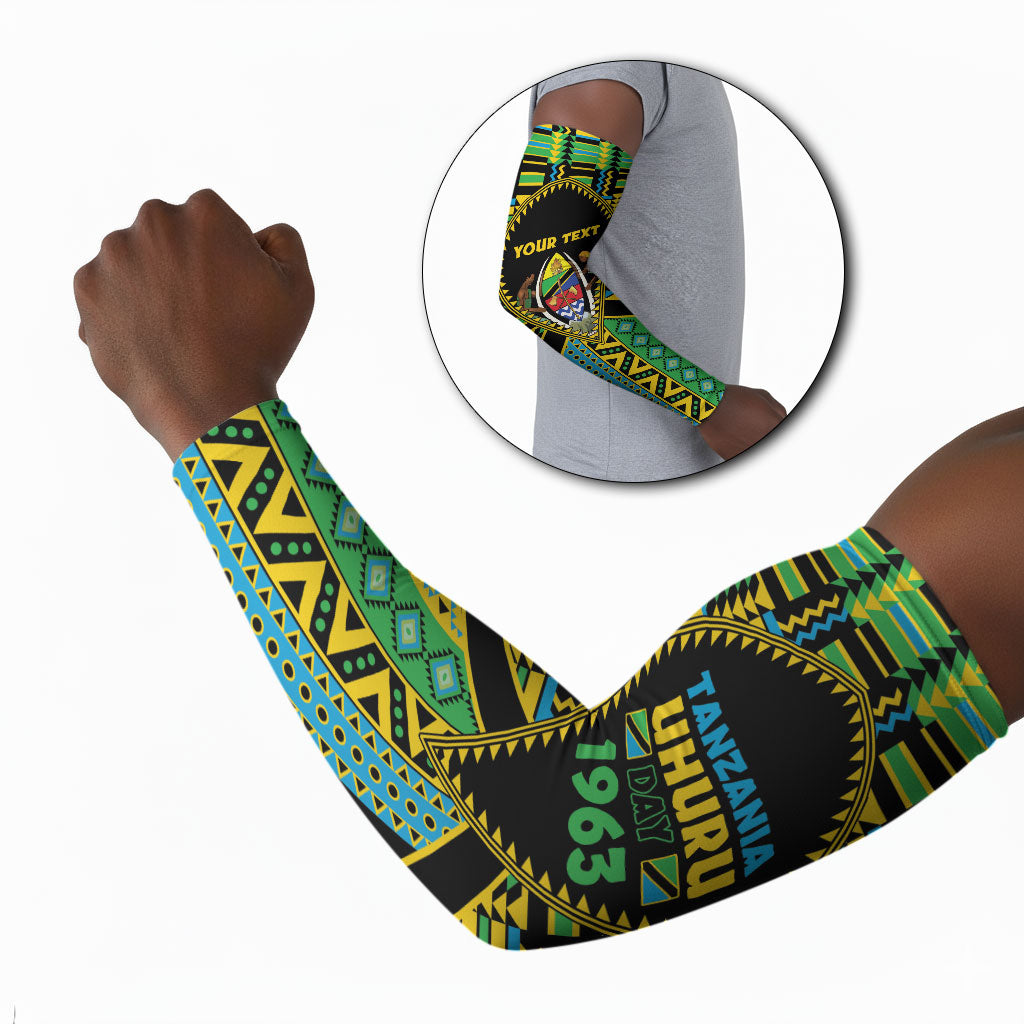 Personalized Tanzania Independence Day Arm Sleeves Uhuru 1963 African Shield Tribal Pattern