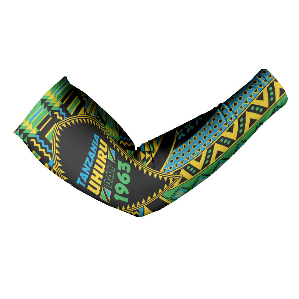 Personalized Tanzania Independence Day Arm Sleeves Uhuru 1963 African Shield Tribal Pattern