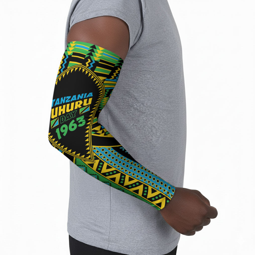 Personalized Tanzania Independence Day Arm Sleeves Uhuru 1963 African Shield Tribal Pattern