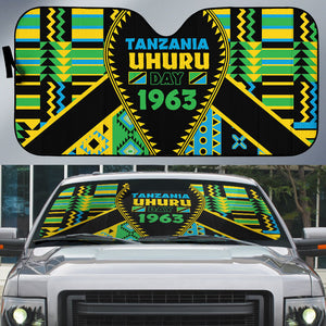 Tanzania Independence Day Auto Sun Shade Uhuru 1963 African Shield Tribal Pattern