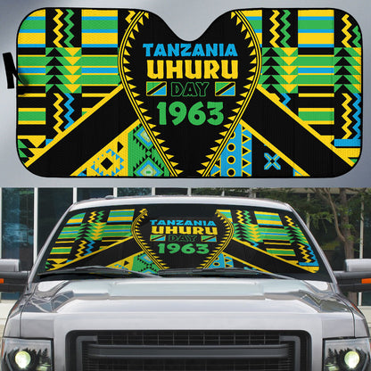 Tanzania Independence Day Auto Sun Shade Uhuru 1963 African Shield Tribal Pattern