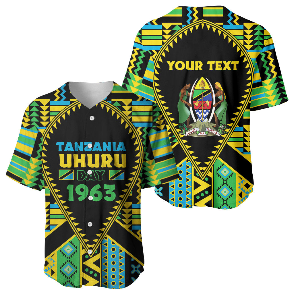 Personalized Tanzania Independence Day Baseball Jersey Uhuru 1963 African Shield Tribal Pattern