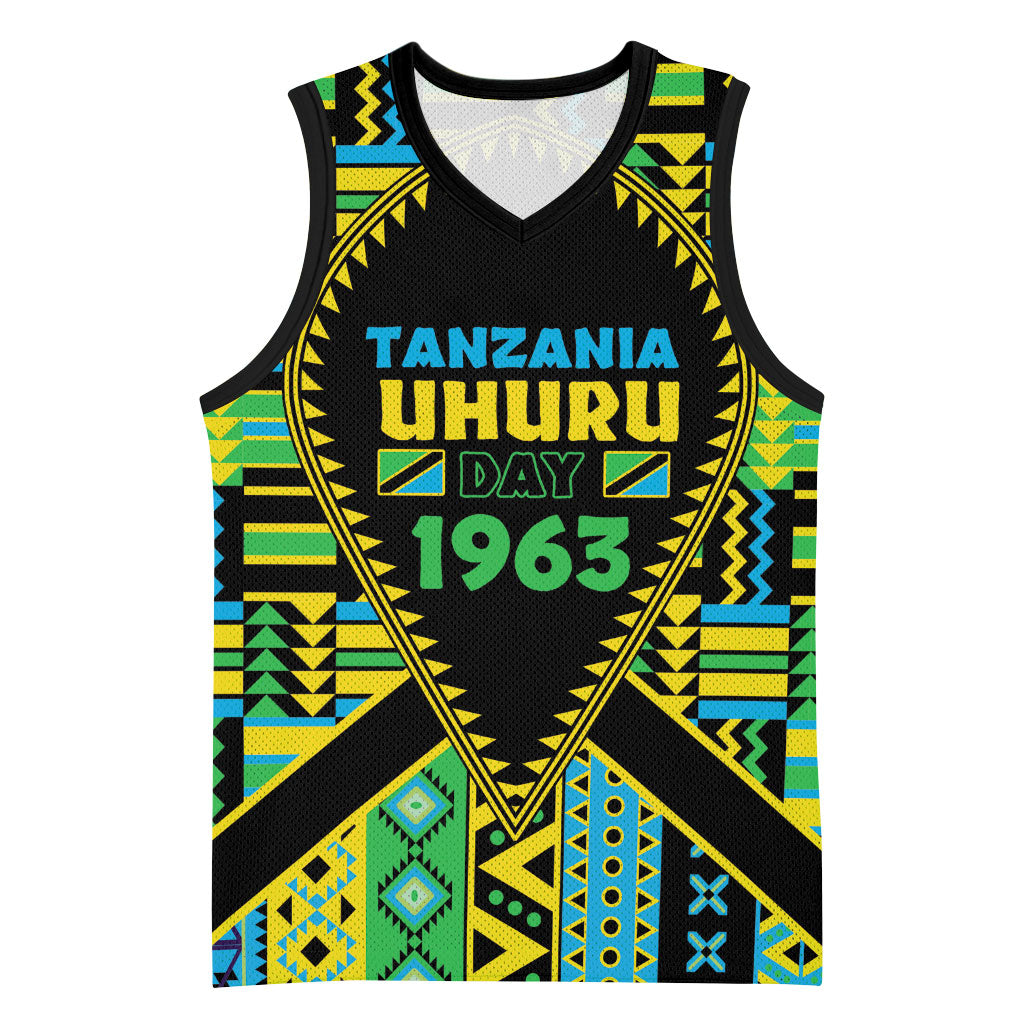 Personalized Tanzania Independence Day Basketball Jersey Uhuru 1963 African Shield Tribal Pattern