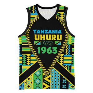 Personalized Tanzania Independence Day Basketball Jersey Uhuru 1963 African Shield Tribal Pattern