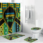 Tanzania Independence Day Bathroom Set Uhuru 1963 African Shield Tribal Pattern