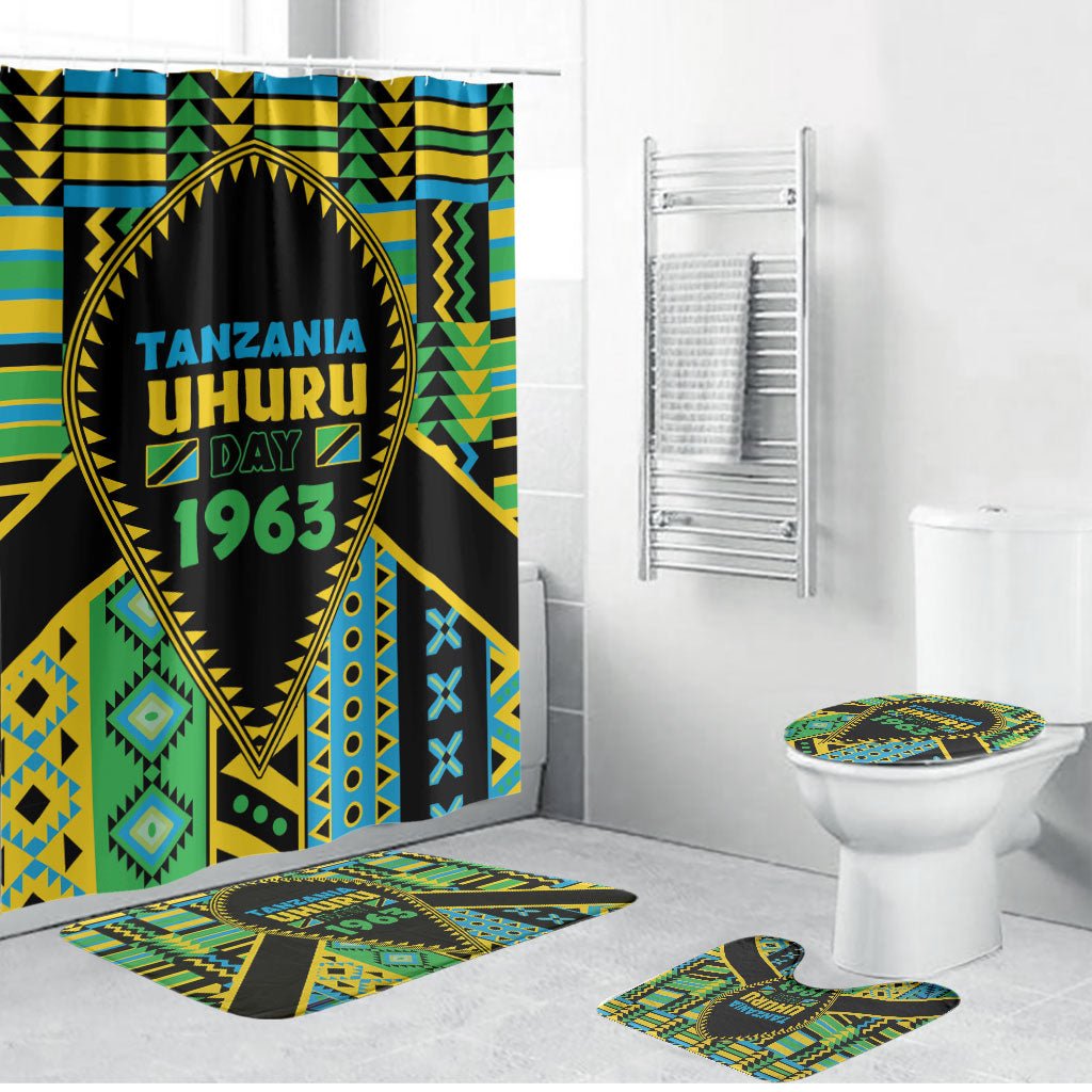 Tanzania Independence Day Bathroom Set Uhuru 1963 African Shield Tribal Pattern