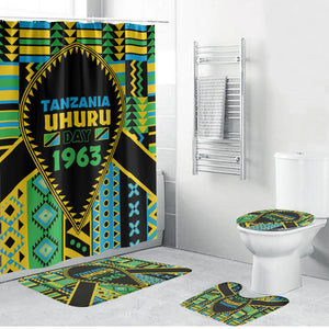 Tanzania Independence Day Bathroom Set Uhuru 1963 African Shield Tribal Pattern