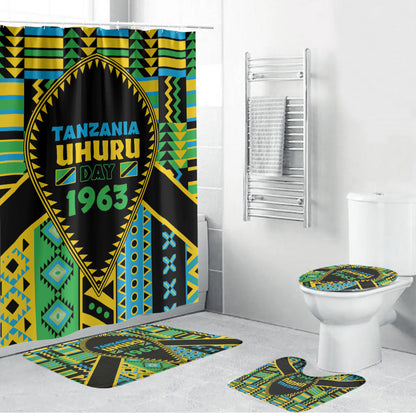 Tanzania Independence Day Bathroom Set Uhuru 1963 African Shield Tribal Pattern