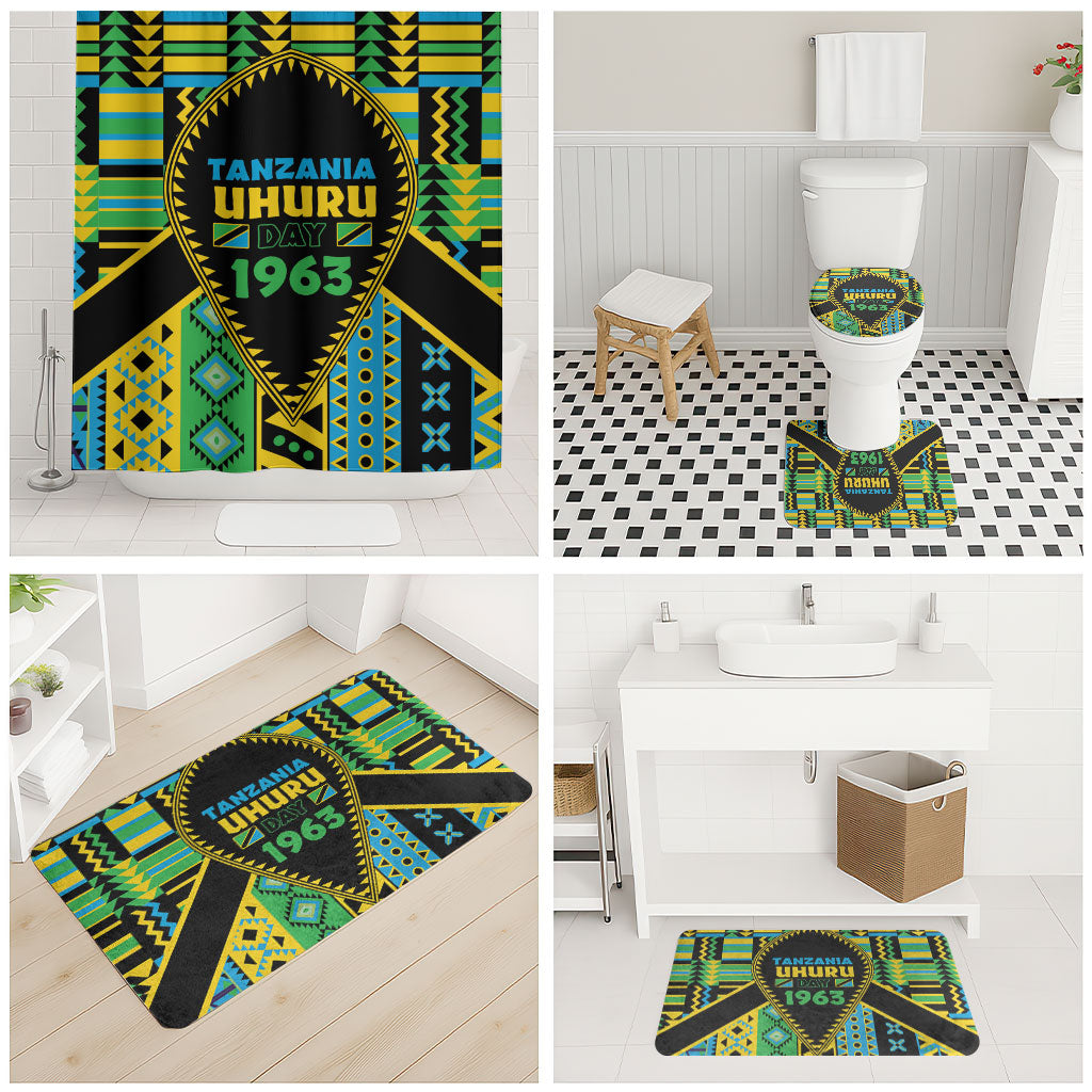 Tanzania Independence Day Bathroom Set Uhuru 1963 African Shield Tribal Pattern