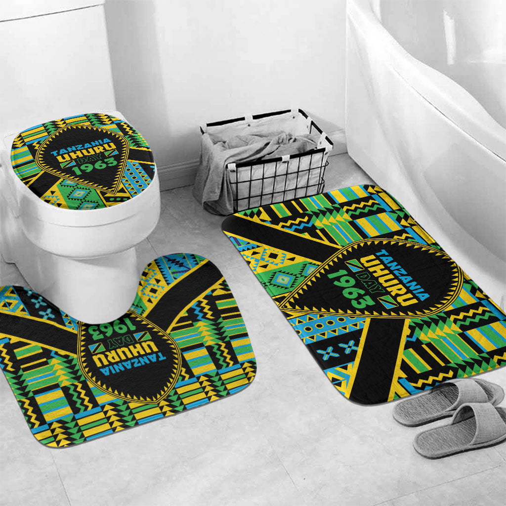 Tanzania Independence Day Bathroom Set Uhuru 1963 African Shield Tribal Pattern