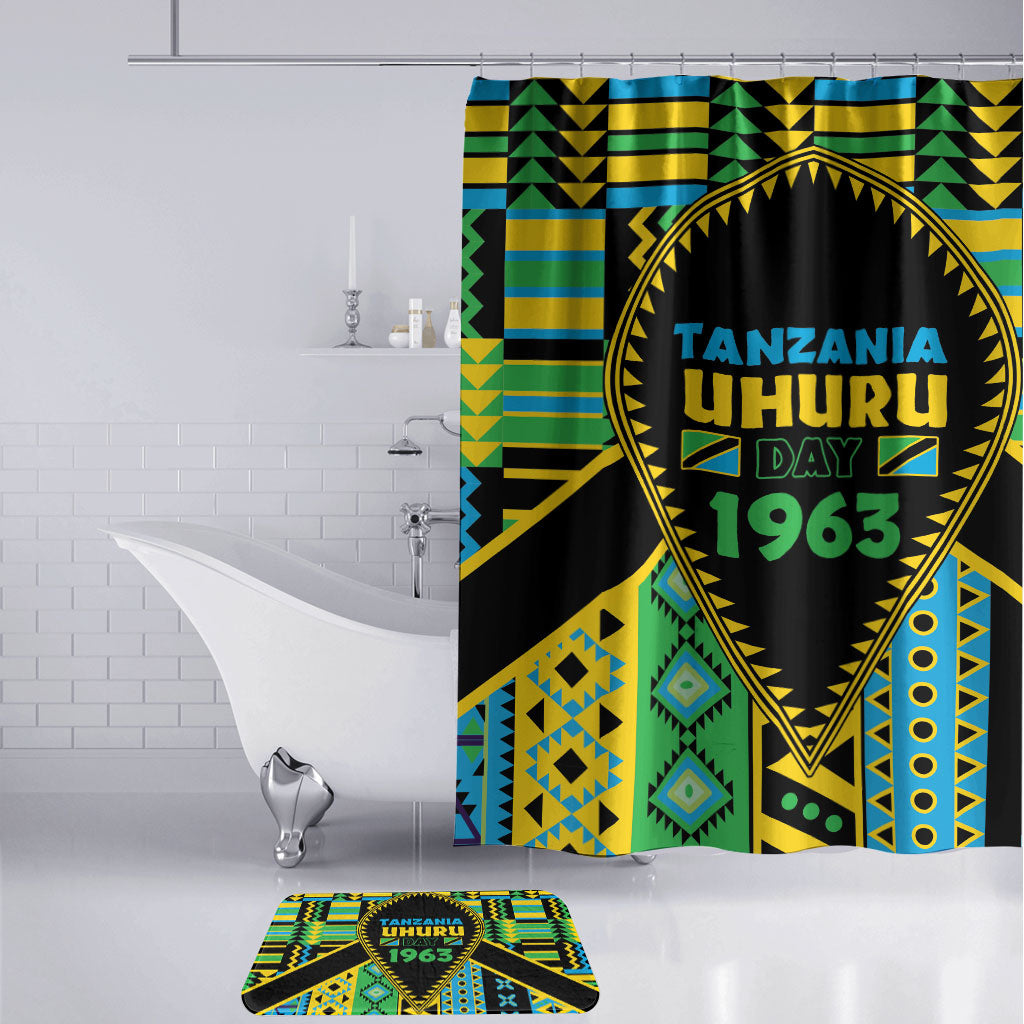 Tanzania Independence Day Bathroom Set Uhuru 1963 African Shield Tribal Pattern