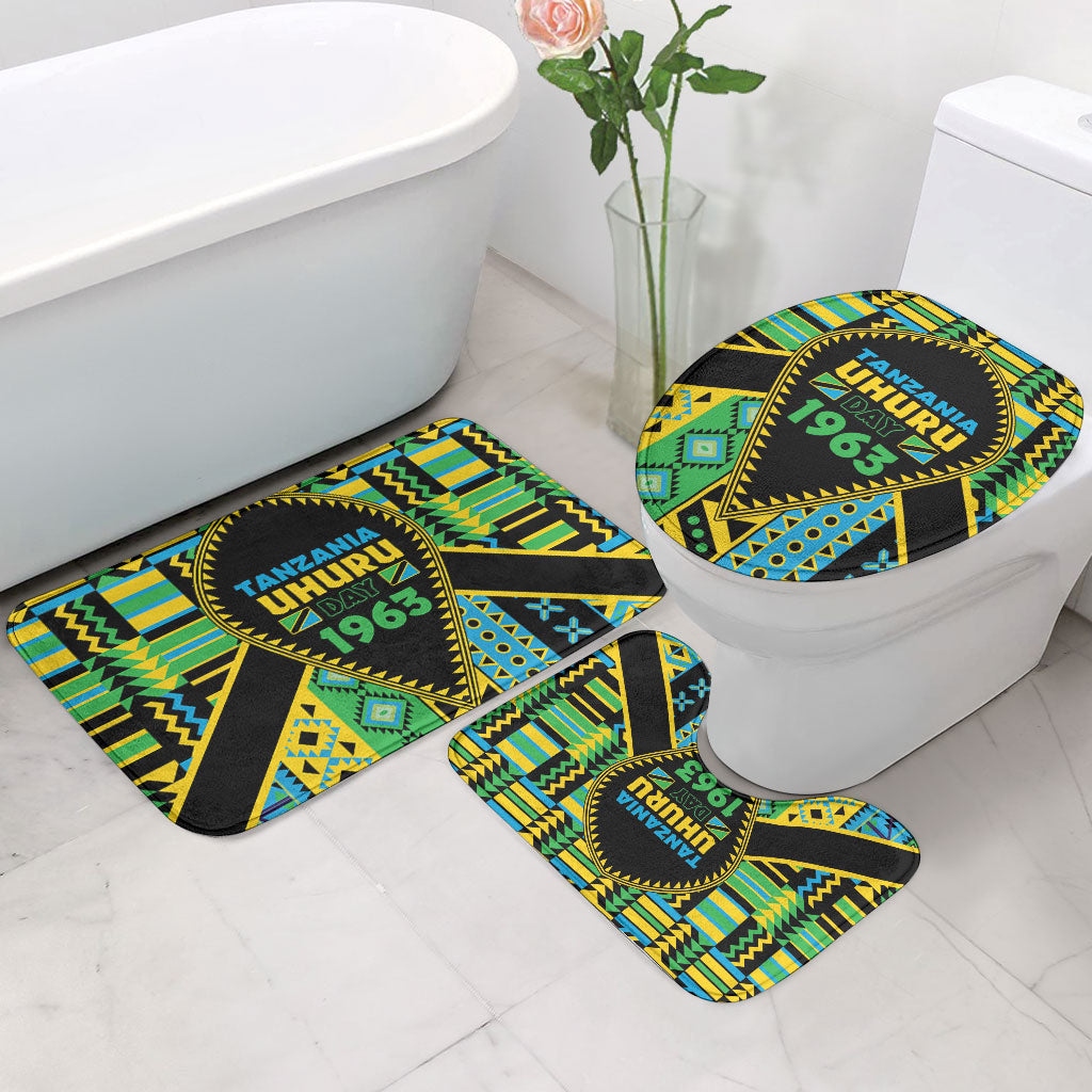 Tanzania Independence Day Bathroom Set Uhuru 1963 African Shield Tribal Pattern