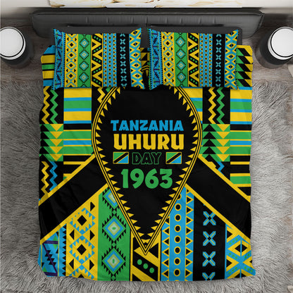 Tanzania Independence Day Bedding Set Uhuru 1963 African Shield Tribal Pattern