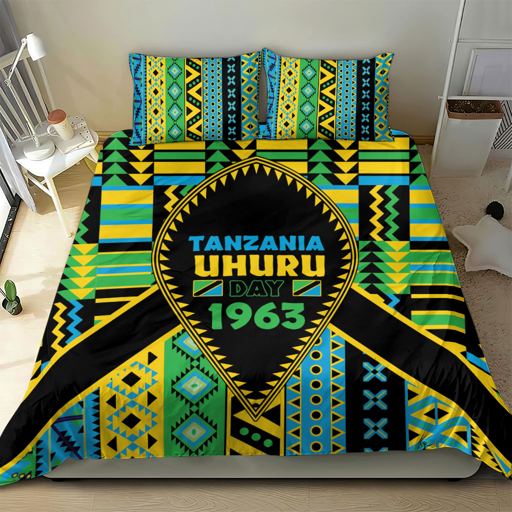 Tanzania Independence Day Bedding Set Uhuru 1963 African Shield Tribal Pattern