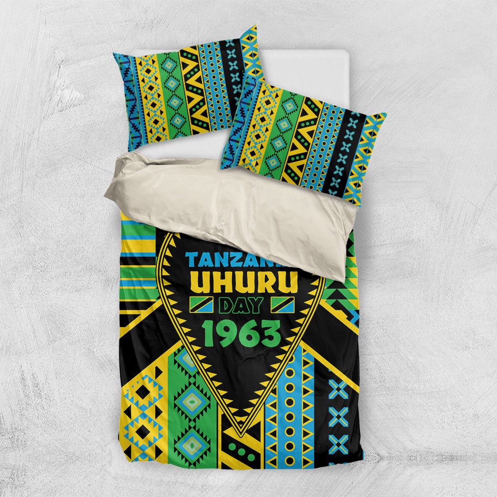 Tanzania Independence Day Bedding Set Uhuru 1963 African Shield Tribal Pattern