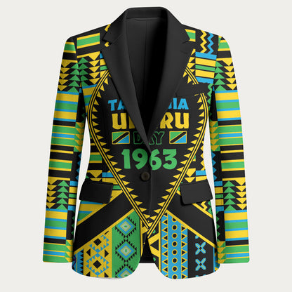 Personalized Tanzania Independence Day Blazer Uhuru 1963 African Shield Tribal Pattern