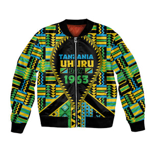 Personalized Tanzania Independence Day Bomber Jacket Uhuru 1963 African Shield Tribal Pattern