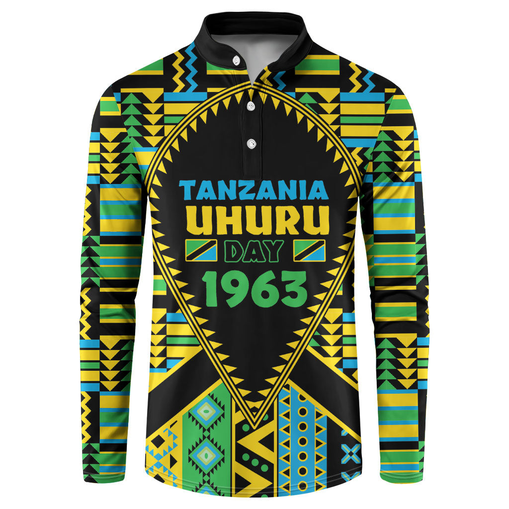 Personalized Tanzania Independence Day Button Sweatshirt Uhuru 1963 African Shield Tribal Pattern