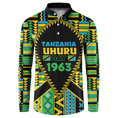 Personalized Tanzania Independence Day Button Sweatshirt Uhuru 1963 African Shield Tribal Pattern