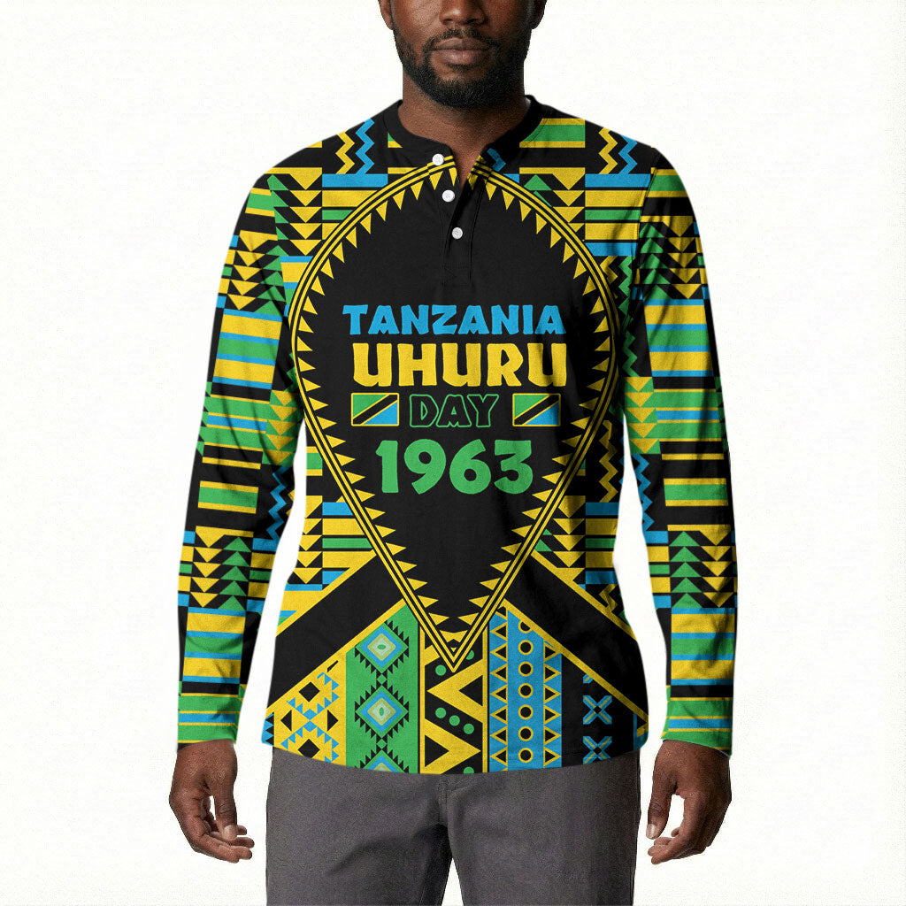 Personalized Tanzania Independence Day Button Sweatshirt Uhuru 1963 African Shield Tribal Pattern
