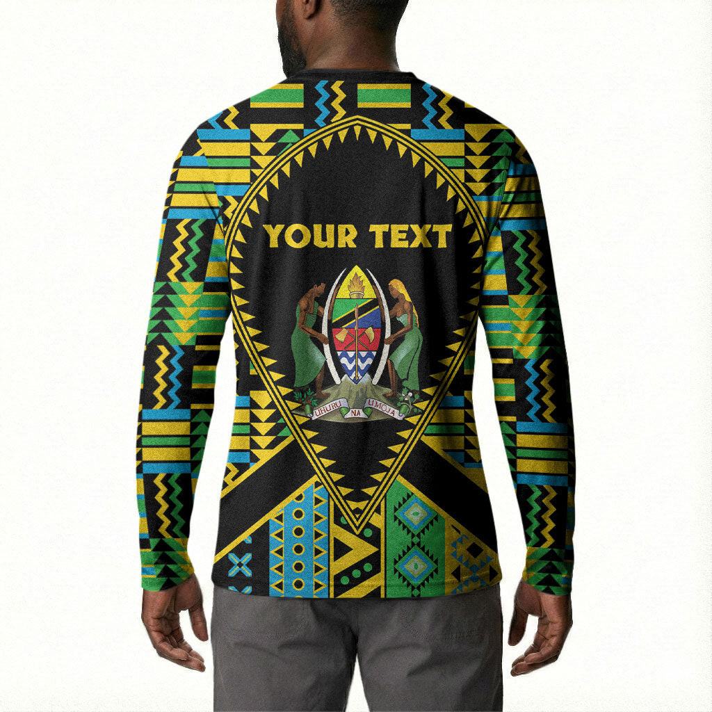 Personalized Tanzania Independence Day Button Sweatshirt Uhuru 1963 African Shield Tribal Pattern
