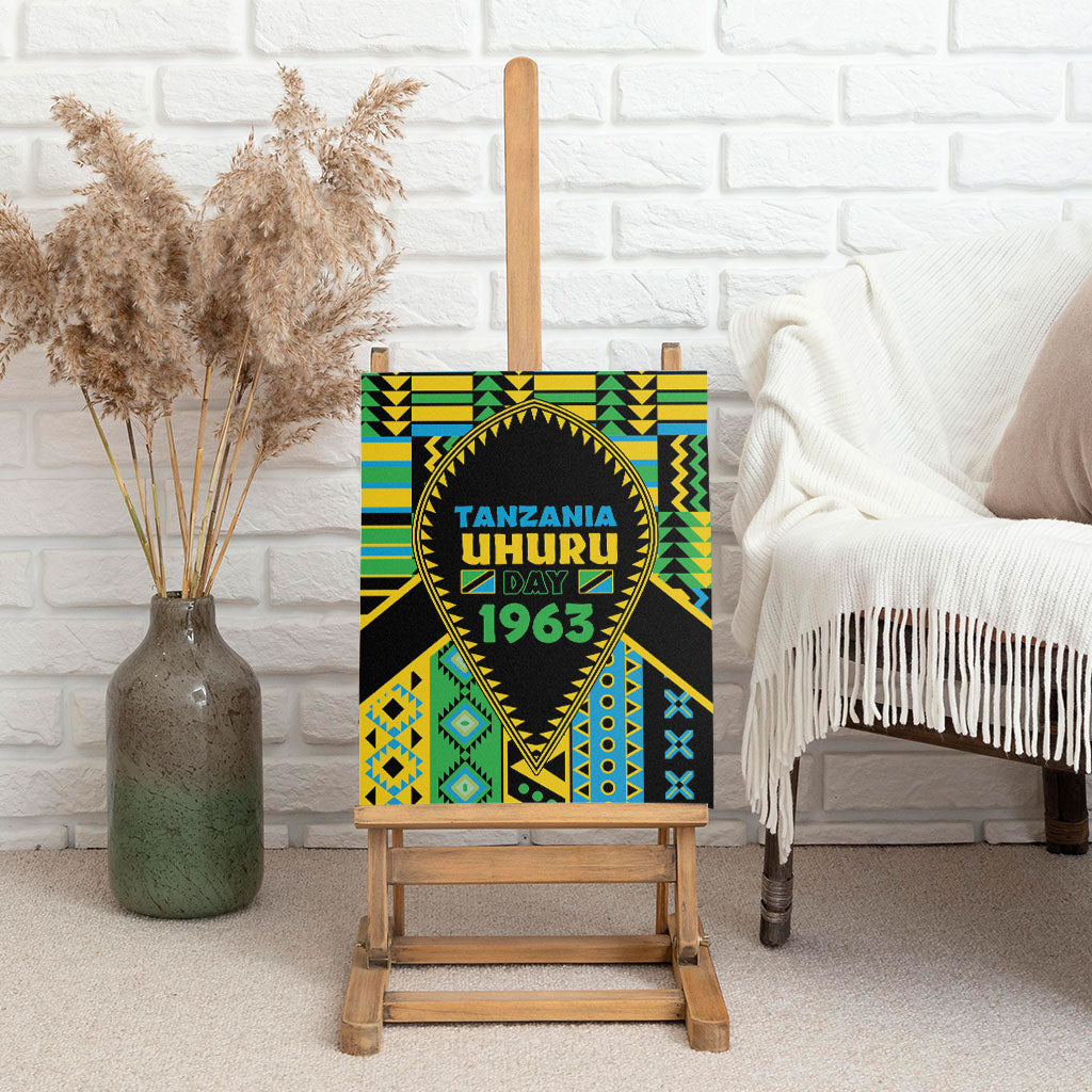 Tanzania Independence Day Canvas Wall Art Uhuru 1963 African Shield Tribal Pattern