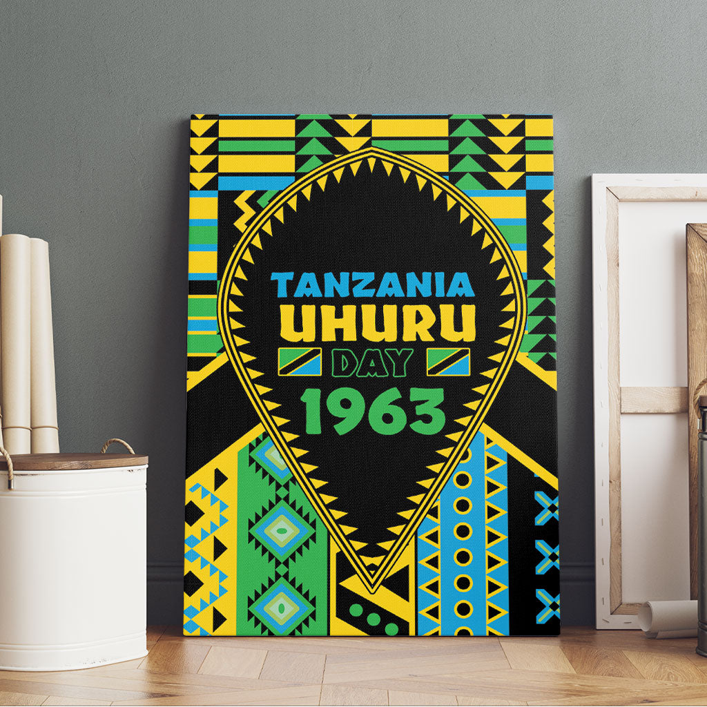 Tanzania Independence Day Canvas Wall Art Uhuru 1963 African Shield Tribal Pattern