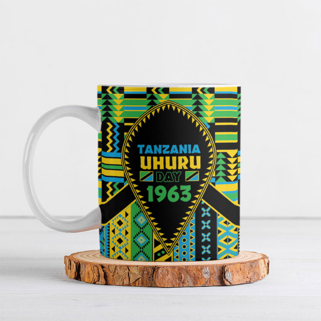 Personalized Tanzania Independence Day Ceramic Mug Uhuru 1963 African Shield Tribal Pattern