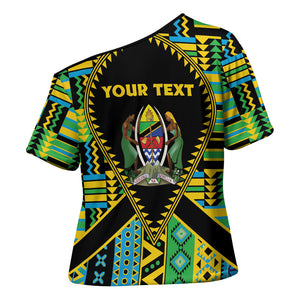 Personalized Tanzania Independence Day Cross Shoulder Shirt Uhuru 1963 African Shield Tribal Pattern