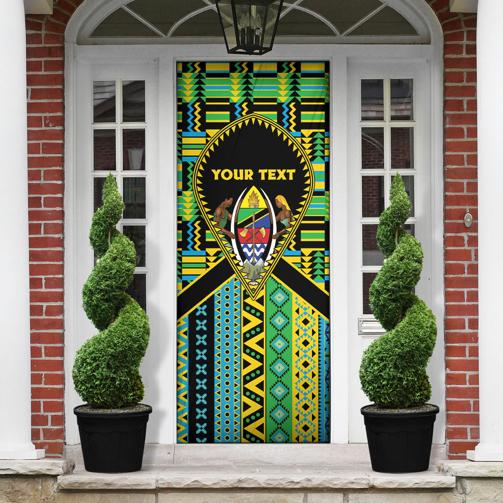 Personalized Tanzania Independence Day Door Cover Uhuru 1963 African Shield Tribal Pattern