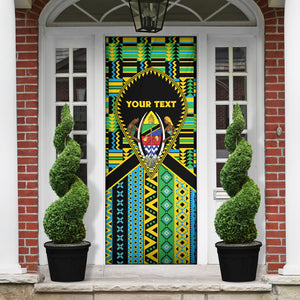 Personalized Tanzania Independence Day Door Cover Uhuru 1963 African Shield Tribal Pattern