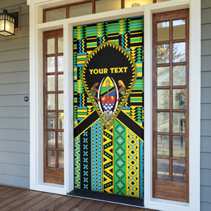 Personalized Tanzania Independence Day Door Cover Uhuru 1963 African Shield Tribal Pattern