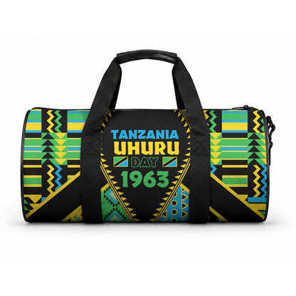 Tanzania Independence Day Duffle Bag Uhuru 1963 African Shield Tribal Pattern
