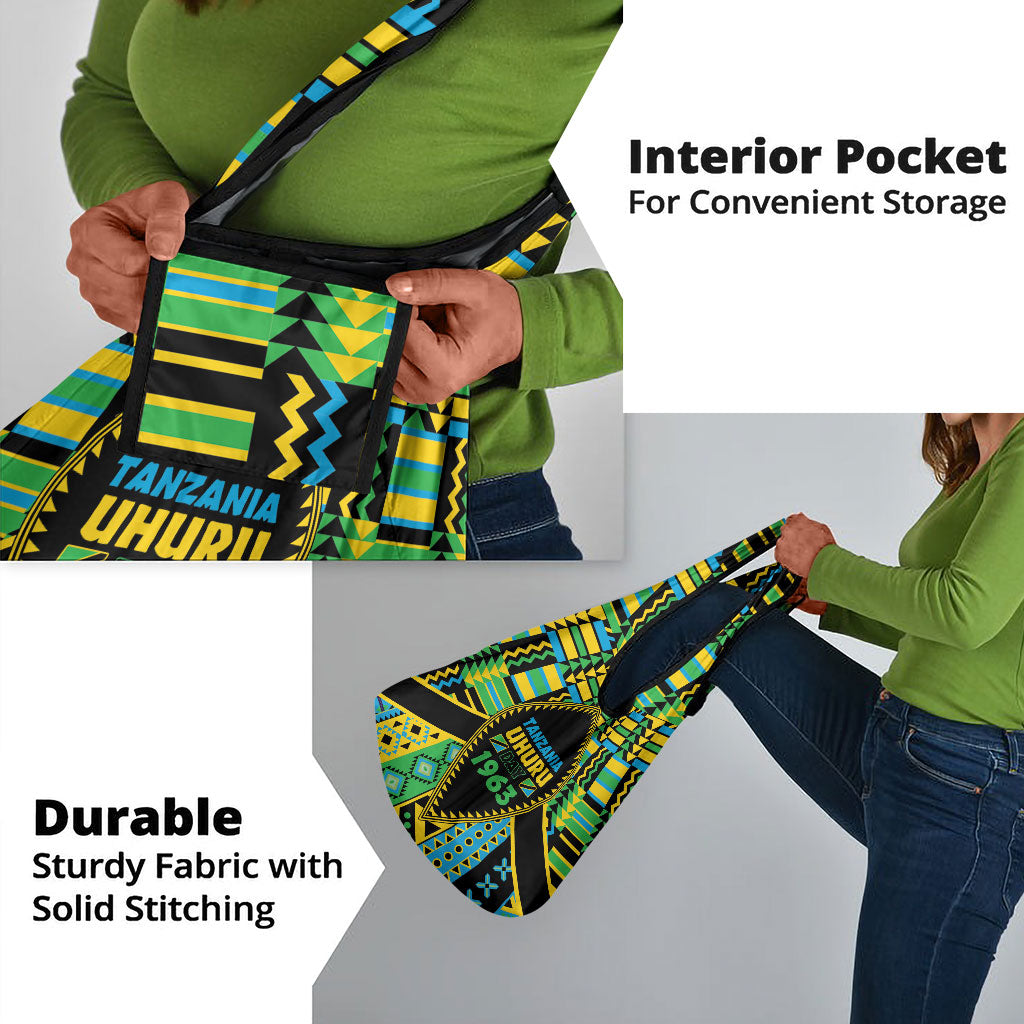 Tanzania Independence Day Grocery Bag Uhuru 1963 African Shield Tribal Pattern