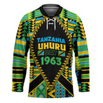 Personalized Tanzania Independence Day Hockey Jersey Uhuru 1963 African Shield Tribal Pattern