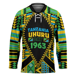 Personalized Tanzania Independence Day Hockey Jersey Uhuru 1963 African Shield Tribal Pattern